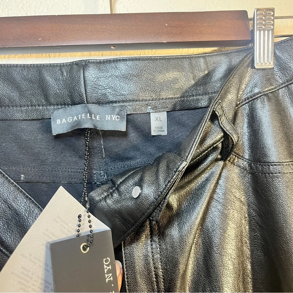 Bagatelle Black Faux Leather High Waist Clean Girl Edgy Straight Leg Jeans SZ XL